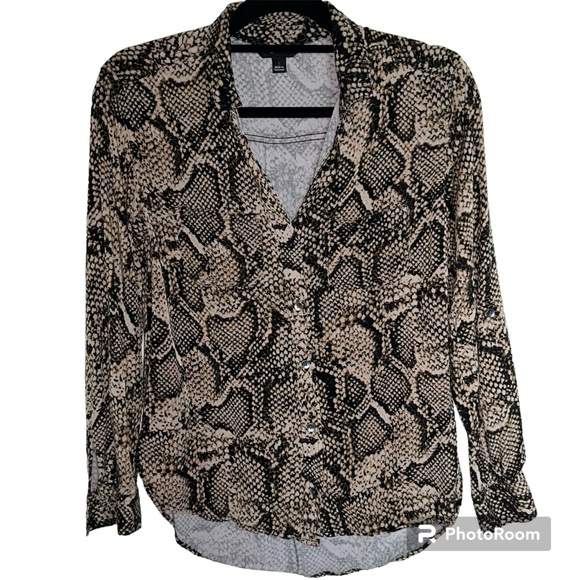 ROCK & REPUBLIC Blouse, Snake Skin Print, 100% Rayon, Size Small - Picture 1 of 9